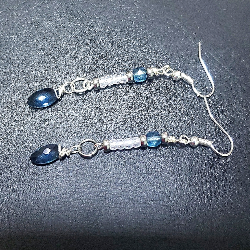 Handmade - London Blue Topaz/CZ earrings